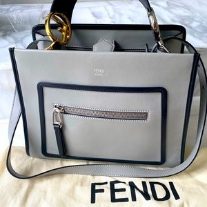 Fendi 2-Tone Leather Runaway Bag in Grey -Like New